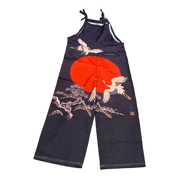 Rising Sun Print Jumpsuit Overalls - Picture 6 of 6